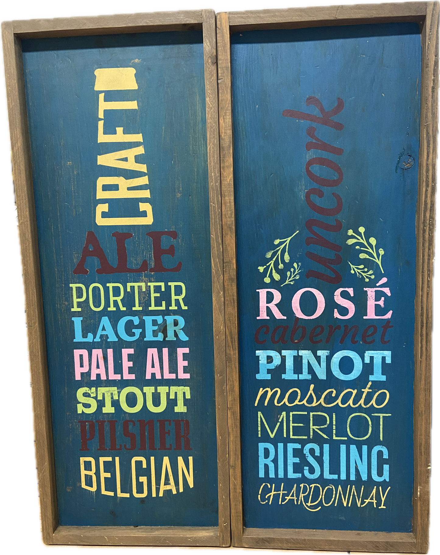 Signage Wood Beer and Wine