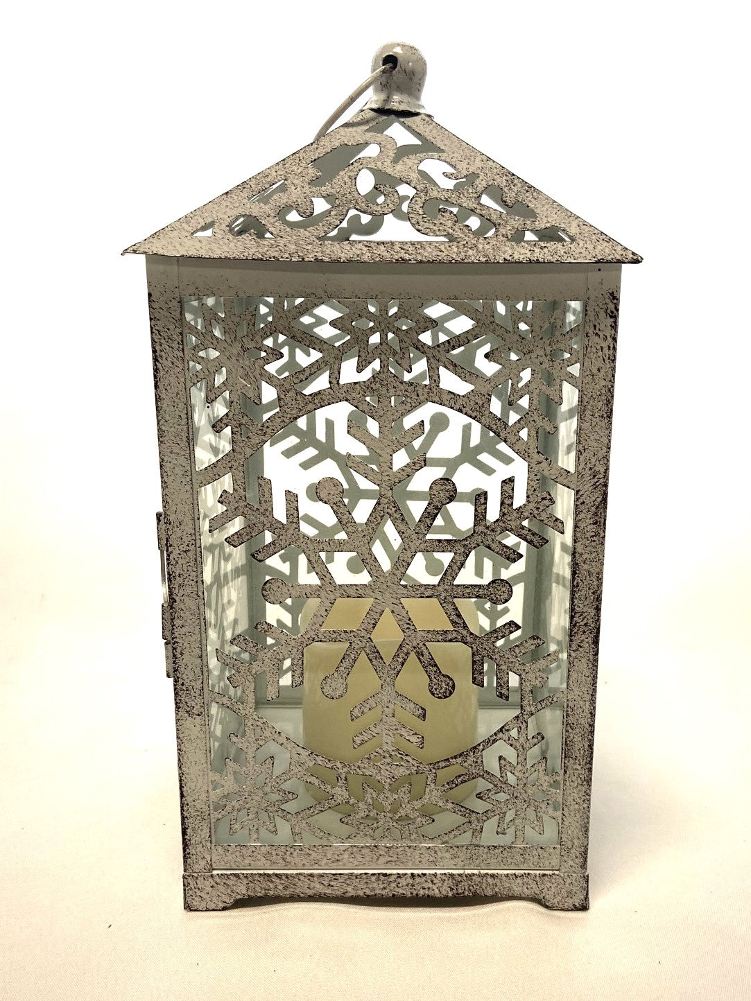 Candle Holder White Snowflake Filigree