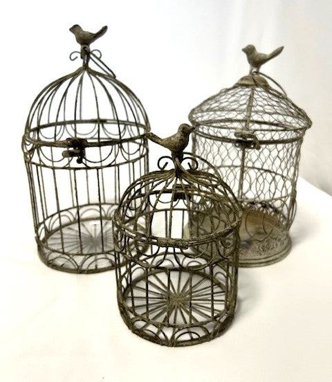 Candle Holder Bird Cage Weathered