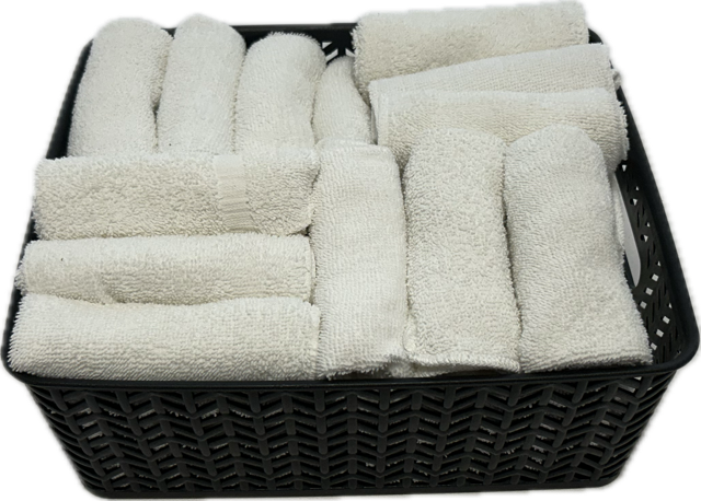 Hand Towels, Basket and Pail