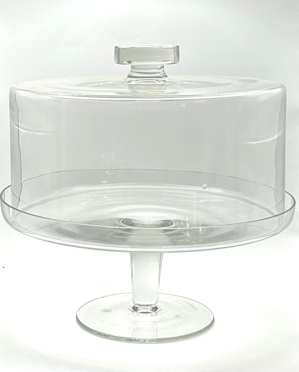 Dessert Cake Stand Clear Glass Footed Covered