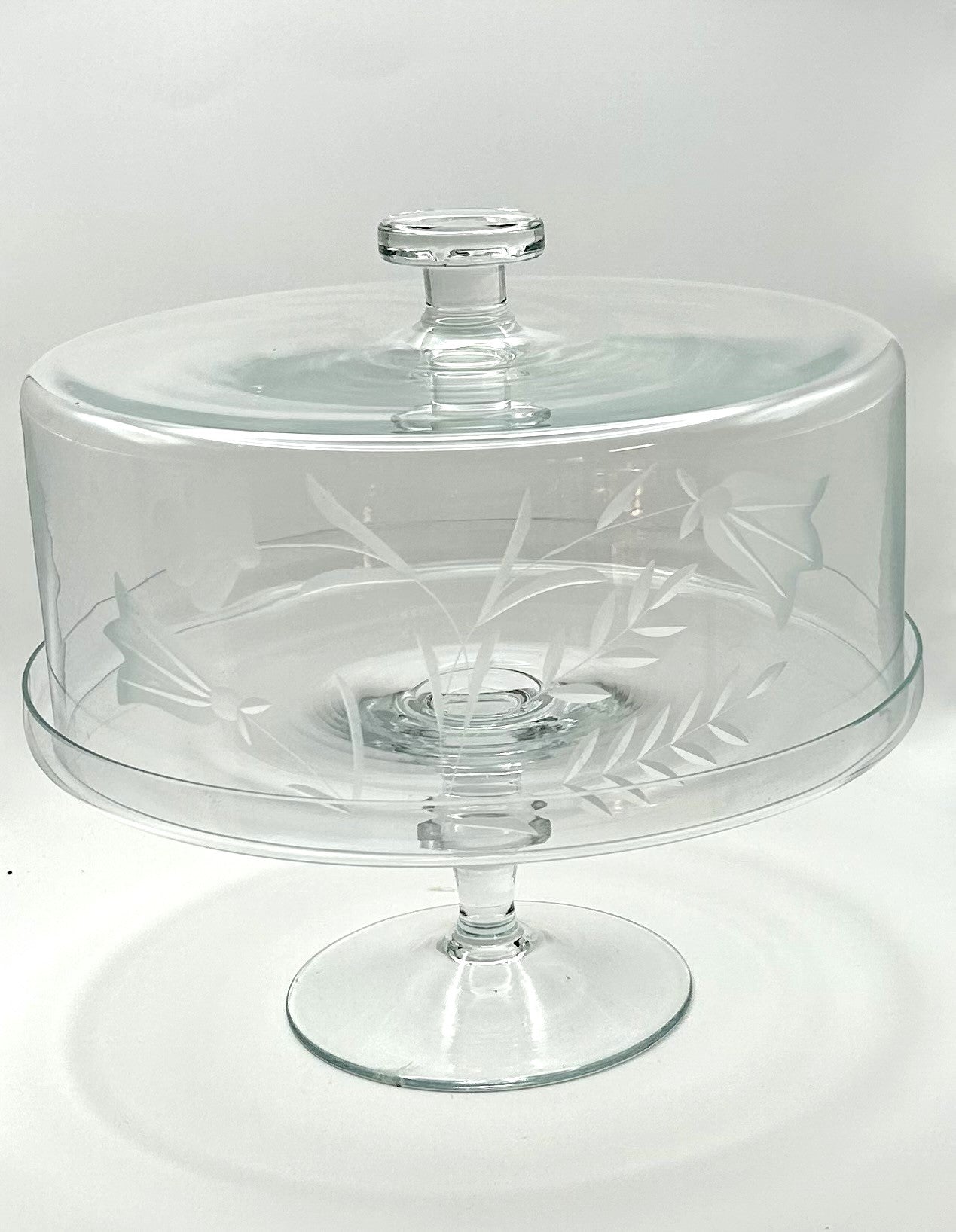 Dessert Cake Stand Clear Glass Footed Covered