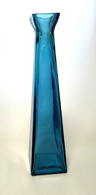 Vases Square Fluted Turquoise Tall Glass