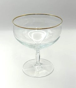 Drinkware Champagne Clear Glass Coupe Gold Trim