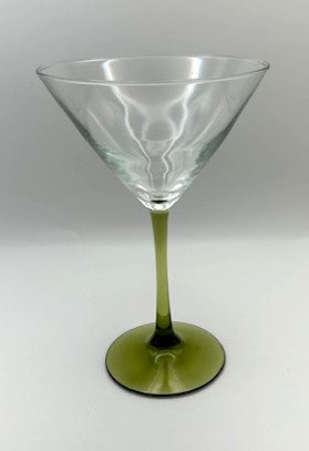 Drinkware Martini Clear Glass Green Stem Glasses