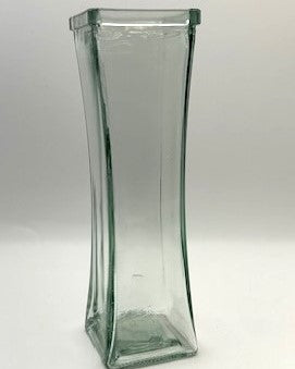 Vase Square Tall Clear Glass Small