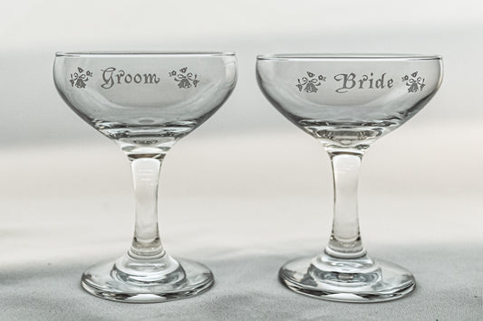 Drinkware Champagne Bride Groom Coupe