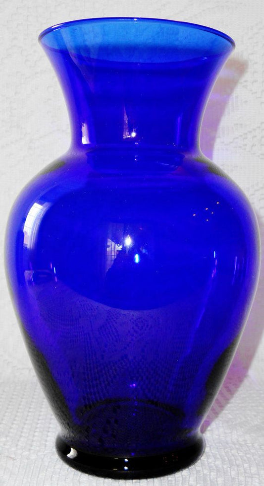 Vase Ginger Jar Royal Blue Clear Glass